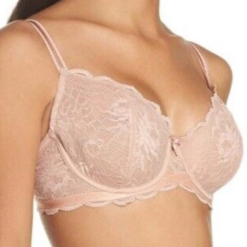 NWT Wacoal 36D Fire and Lace Underwire Unlined Bra Bow Floral Satin Cris… - Picture 3 of 3